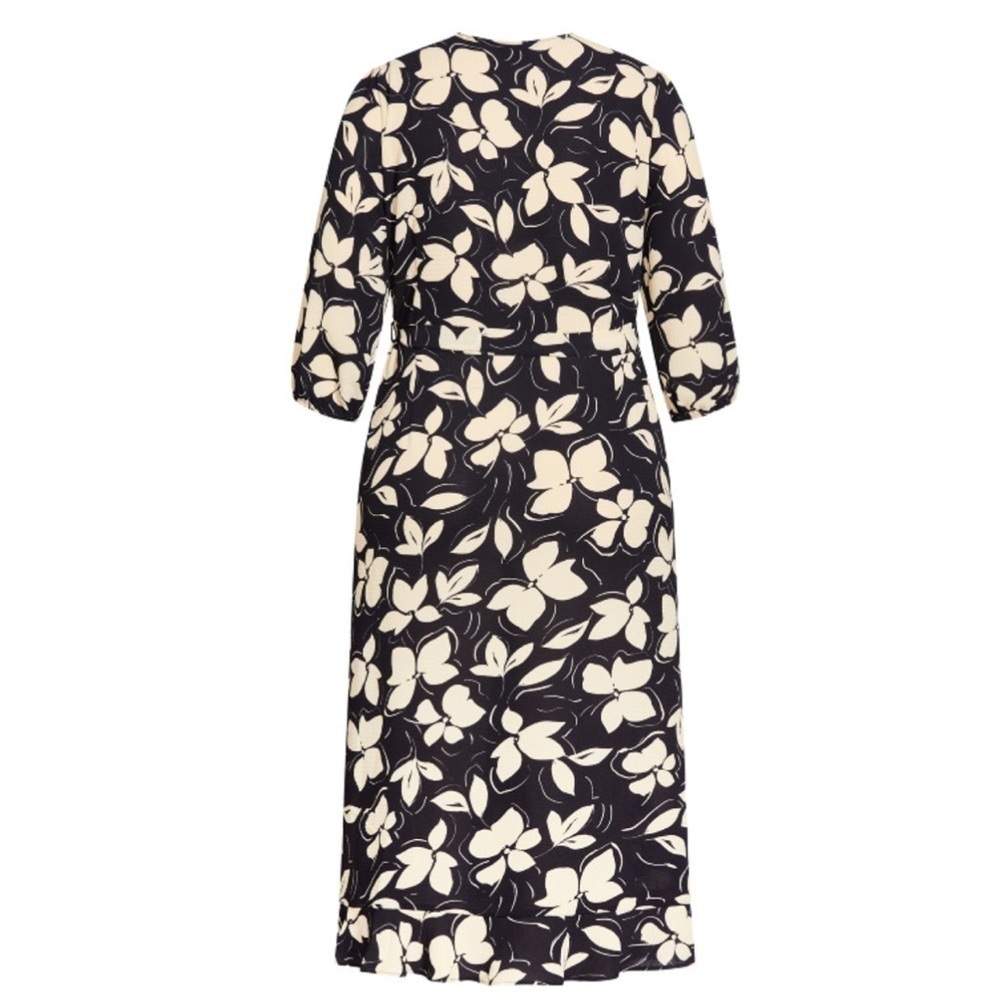 EVANS 30/32W Molly 3/4 Sleeves Wrap Maxi Dress CC03.5 - Picture 5 of 7